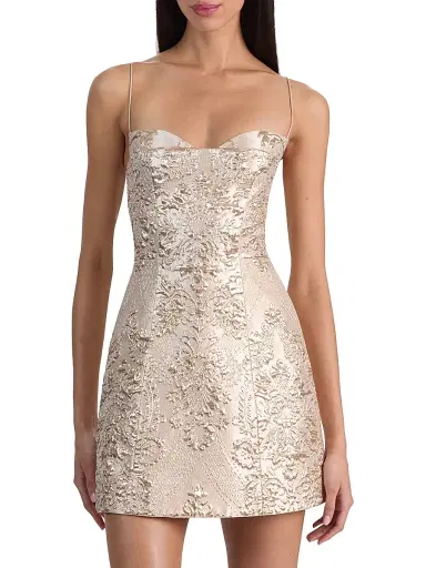 Alice + Olivia Women's Hallie Peekaboo Metallic Sheath Minidress | Thumbnail 3 Alice + Olivia Women's Hallie Peekaboo Metallic Sheath Minidress | Thumbnail 3