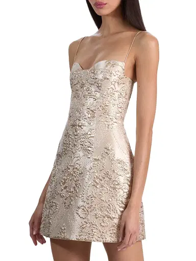 Alice + Olivia Women's Hallie Peekaboo Metallic Sheath Minidress | Thumbnail 4 Alice + Olivia Women's Hallie Peekaboo Metallic Sheath Minidress | Thumbnail 4