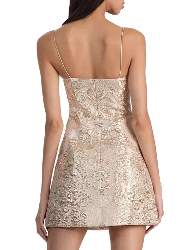 Alice + Olivia Women's Hallie Peekaboo Metallic Sheath Minidress | Thumbnail 5 Alice + Olivia Women's Hallie Peekaboo Metallic Sheath Minidress | Thumbnail 5