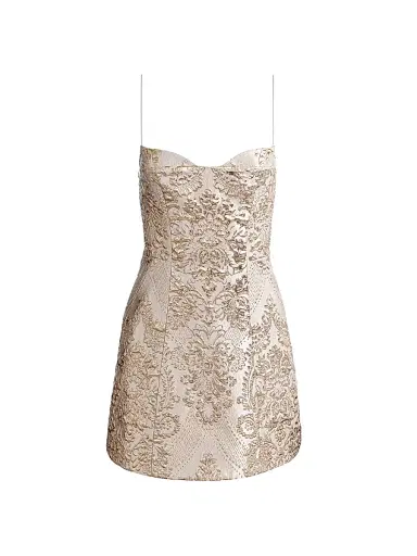 Alice + Olivia Women's Hallie Peekaboo Metallic Sheath Minidress | Thumbnail 1 Alice + Olivia Women's Hallie Peekaboo Metallic Sheath Minidress | Thumbnail 1