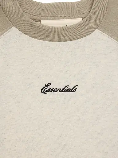 Fear of God Essentials Little Kid's & Kid's Logo Raglan-Sleeve T-Shirt - Oatmeal Sea - Size 10 | Thumbnail 3 Fear of God Essentials Little Kid's & Kid's Logo Raglan-Sleeve T-Shirt - Oatmeal Sea - Size 10 | Thumbnail 3