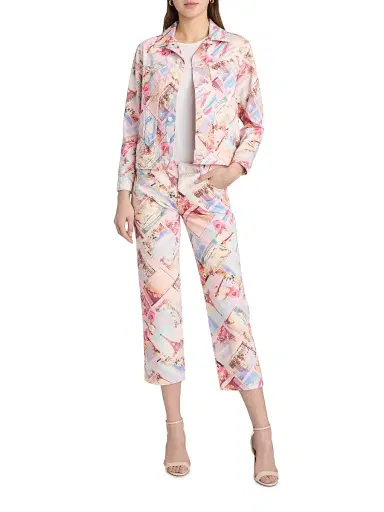 L'Agence Women's Joey Postcard-Print Oversized Denim Jacket | Thumbnail 2