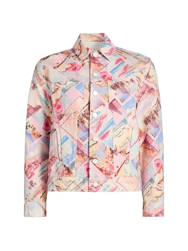 L'Agence Women's Joey Postcard-Print Oversized Denim Jacket | Thumbnail 1