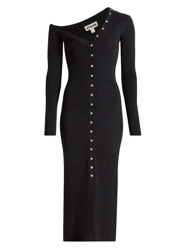 Staud Women's Ribbed Wool-Blend Midi-Sweaterdress - Nocturne
