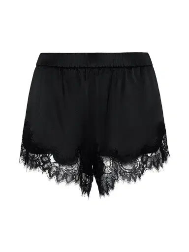 L'AGENCE Women's Joy Lace-Trimmed Silk Shorts - Black | Thumbnail 1 L'AGENCE Women's Joy Lace-Trimmed Silk Shorts - Black | Thumbnail 1