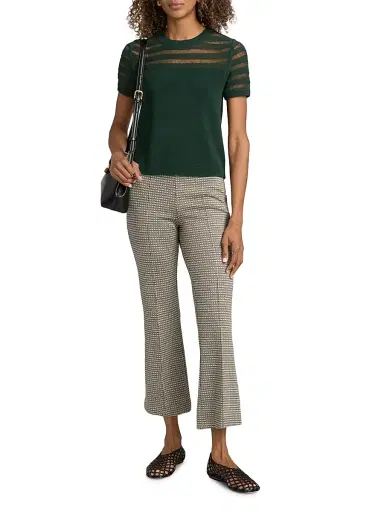 rag & bone Women's Britt Pointelle Short-Sleeve Knit Top - Forest | Thumbnail 2