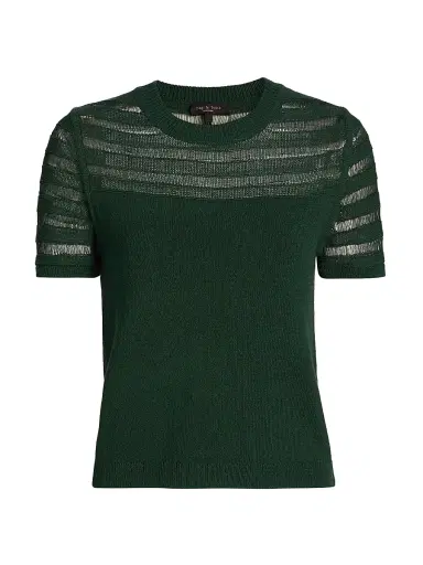 rag & bone Women's Britt Pointelle Short-Sleeve Knit Top - Forest | Thumbnail 1