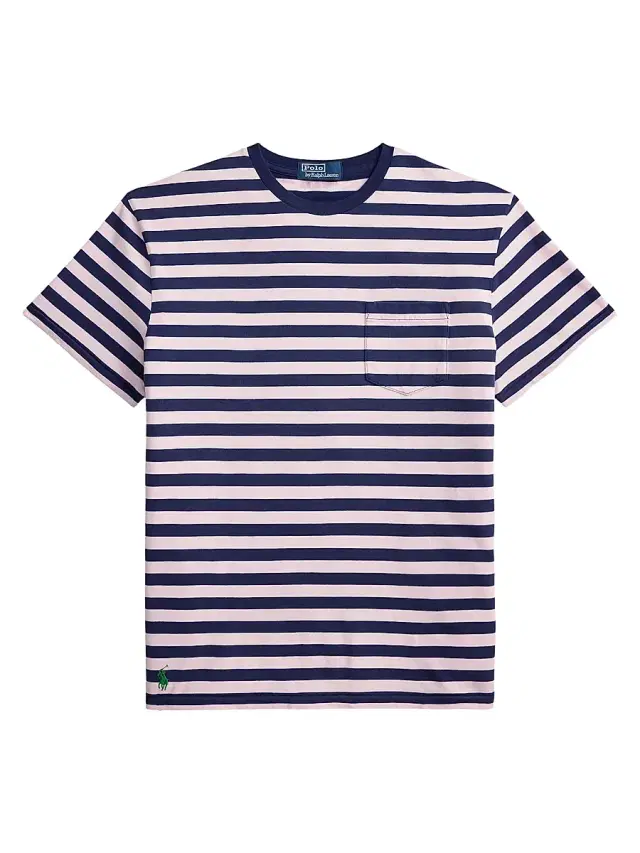 Polo Ralph Lauren Men's Striped Crewneck T-Shirt - Garden Pink Dark Cobalt