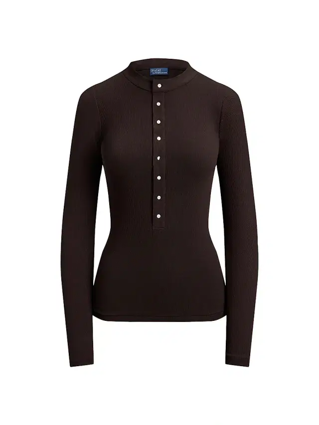 Polo Ralph Lauren Women's Crepe Ribbed Henley - Squire Brown