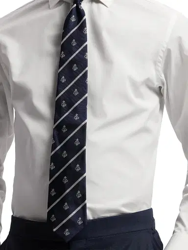 Ralph Lauren Purple Label Men's Striped Silk Club Tie - Navy | Thumbnail 2 Ralph Lauren Purple Label Men's Striped Silk Club Tie - Navy | Thumbnail 2