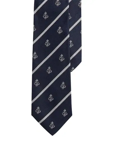 Ralph Lauren Purple Label Men's Striped Silk Club Tie - Navy | Thumbnail 1 Ralph Lauren Purple Label Men's Striped Silk Club Tie - Navy | Thumbnail 1