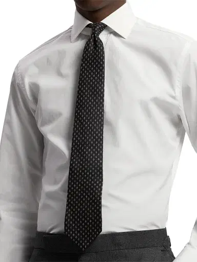 Ralph Lauren Purple Label Men's Dotted Diamond Silk Neck Tie - Black | Thumbnail 2 Ralph Lauren Purple Label Men's Dotted Diamond Silk Neck Tie - Black | Thumbnail 2