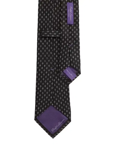 Ralph Lauren Purple Label Men's Dotted Diamond Silk Neck Tie - Black | Thumbnail 4 Ralph Lauren Purple Label Men's Dotted Diamond Silk Neck Tie - Black | Thumbnail 4