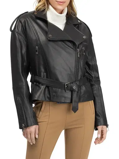 Gorski Women's Select Nappa Leather Peplum Moto Zip Jacket - Black - Size XL | Thumbnail 2 Gorski Women's Select Nappa Leather Peplum Moto Zip Jacket - Black - Size XL | Thumbnail 2