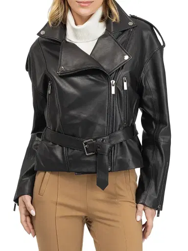 Gorski Women's Select Nappa Leather Peplum Moto Zip Jacket - Black - Size XL | Thumbnail 3 Gorski Women's Select Nappa Leather Peplum Moto Zip Jacket - Black - Size XL | Thumbnail 3