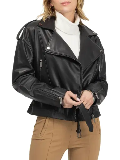 Gorski Women's Select Nappa Leather Peplum Moto Zip Jacket - Black - Size XL | Thumbnail 5 Gorski Women's Select Nappa Leather Peplum Moto Zip Jacket - Black - Size XL | Thumbnail 5