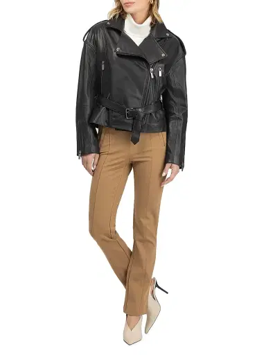 Gorski Women's Select Nappa Leather Peplum Moto Zip Jacket - Black - Size XL | Thumbnail 6 Gorski Women's Select Nappa Leather Peplum Moto Zip Jacket - Black - Size XL | Thumbnail 6
