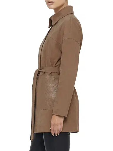 Gorski Women's Select Metis Suede Stroller with Belt - Camel - Size Large | Thumbnail 3