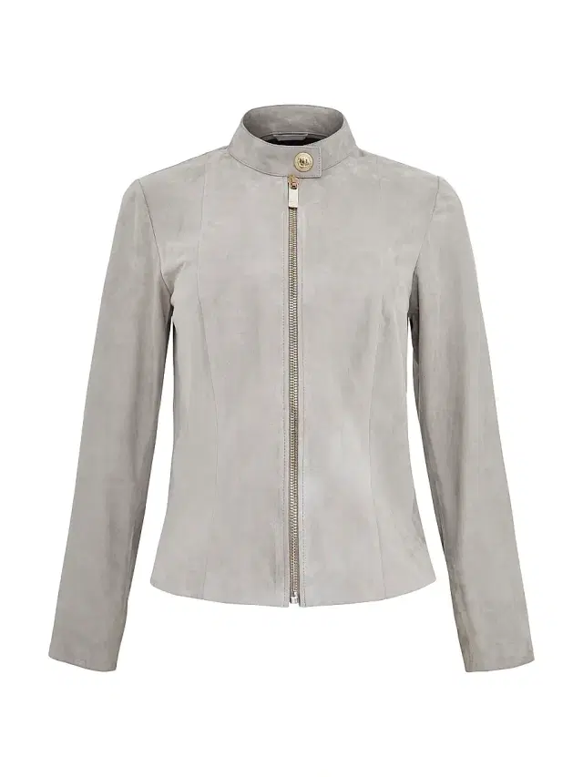 Gorski Women's Select Metis Suede Zip Jacket - Stone