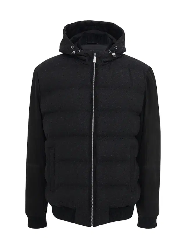 Men's Wool Parka with Select Nubuck Sleeves - Black