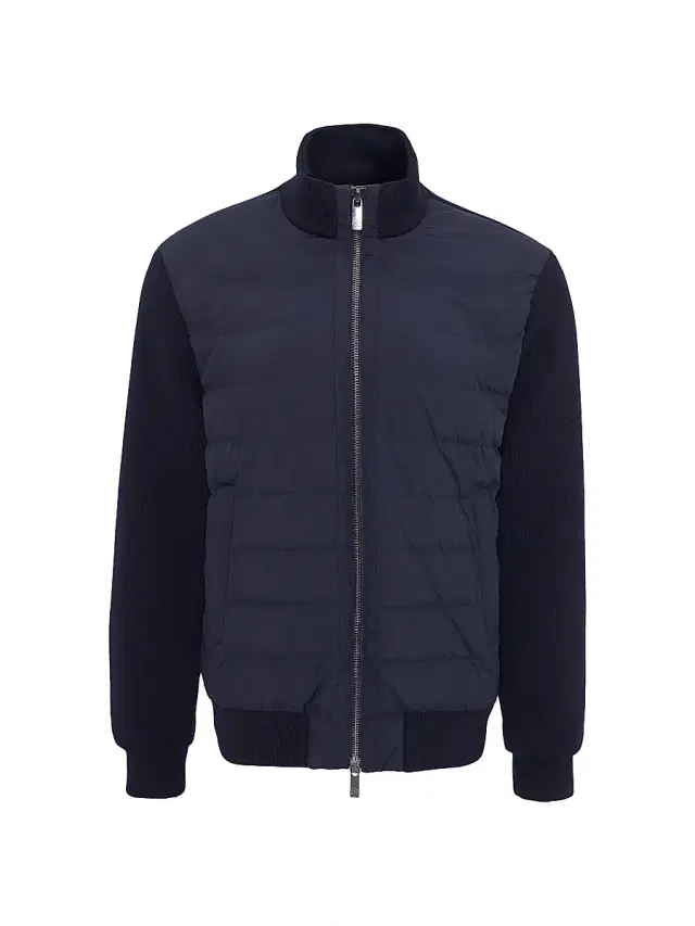 Men's Knit Bomber Jacket with Quilted Down - Navy