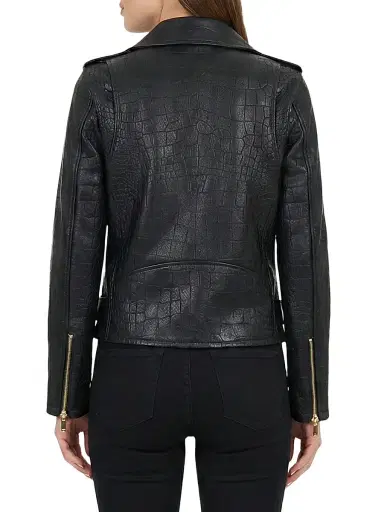 Gorski Women's Select Nappa Leather Croco Embossed Jacket - Black - Size XL | Thumbnail 4