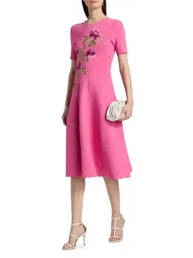 THEIA Women's Petunia Embroidered Knit Midi-Dress - Sunlit Pink - Size Large | Thumbnail 2 THEIA Women's Petunia Embroidered Knit Midi-Dress - Sunlit Pink - Size Large | Thumbnail 2