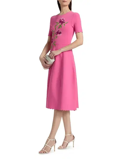 THEIA Women's Petunia Embroidered Knit Midi-Dress - Sunlit Pink - Size Large | Thumbnail 4 THEIA Women's Petunia Embroidered Knit Midi-Dress - Sunlit Pink - Size Large | Thumbnail 4