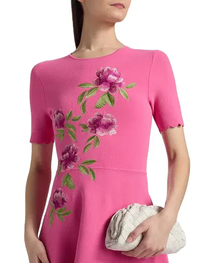 THEIA Women's Petunia Embroidered Knit Midi-Dress - Sunlit Pink - Size Large | Thumbnail 6 THEIA Women's Petunia Embroidered Knit Midi-Dress - Sunlit Pink - Size Large | Thumbnail 6