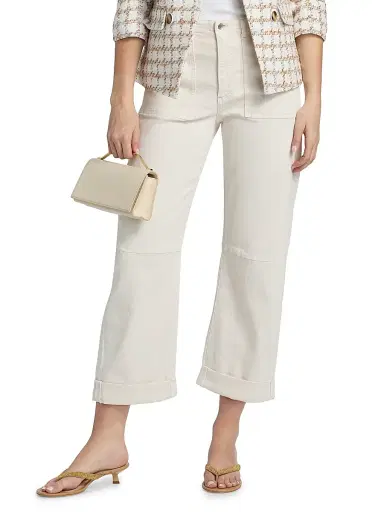 Le Jean Women's Utility Folded-Cuff Barrel-Leg Jeans - Bone | Thumbnail 3 Le Jean Women's Utility Folded-Cuff Barrel-Leg Jeans - Bone | Thumbnail 3