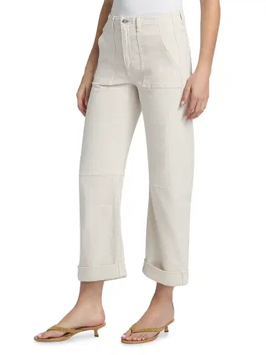 Le Jean Women's Utility Folded-Cuff Barrel-Leg Jeans - Bone | Thumbnail 4 Le Jean Women's Utility Folded-Cuff Barrel-Leg Jeans - Bone | Thumbnail 4