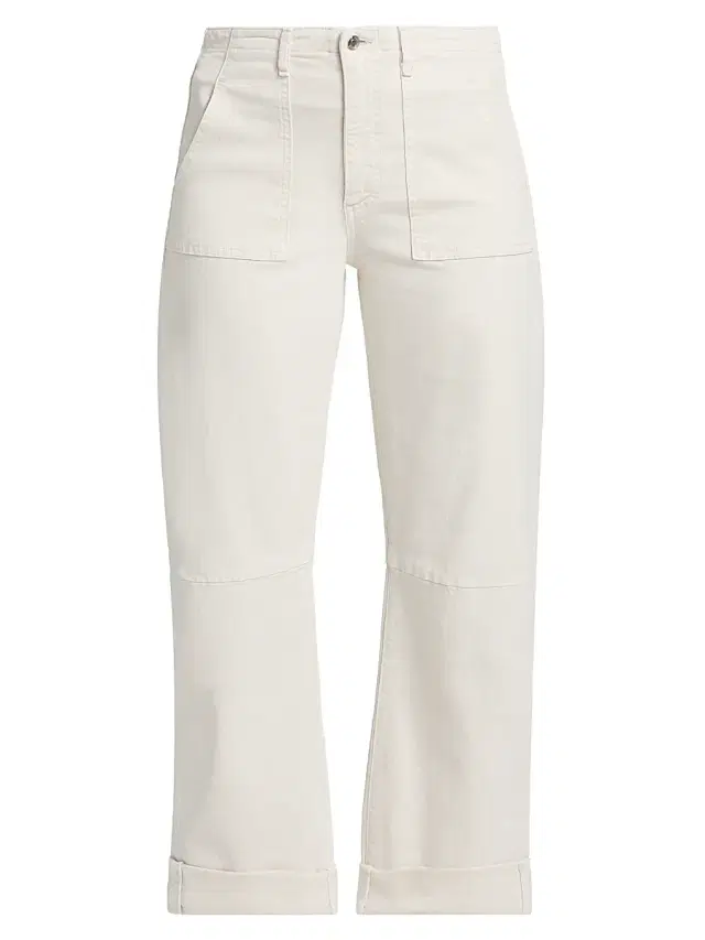 Le Jean Women's Utility Folded-Cuff Barrel-Leg Jeans - Bone