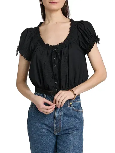 DÔEN Women's Nera Eyelet Blouse - Black - Size XS | Thumbnail 3 DÔEN Women's Nera Eyelet Blouse - Black - Size XS | Thumbnail 3