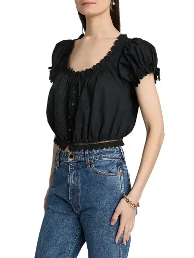 DÔEN Women's Nera Eyelet Blouse - Black - Size XS | Thumbnail 4 DÔEN Women's Nera Eyelet Blouse - Black - Size XS | Thumbnail 4