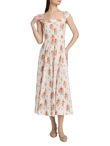 DÔEN Women's Clea Floral Cotton Midi-Dress - Pinkpetit Bouquet De Chamoni | Thumbnail 2 DÔEN Women's Clea Floral Cotton Midi-Dress - Pinkpetit Bouquet De Chamoni | Thumbnail 2