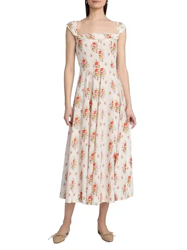 DÔEN Women's Clea Floral Cotton Midi-Dress - Pinkpetit Bouquet De Chamoni | Thumbnail 3 DÔEN Women's Clea Floral Cotton Midi-Dress - Pinkpetit Bouquet De Chamoni | Thumbnail 3