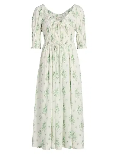 DÔEN Women's Ischia Botanical Midi-Dress - Green Petit Bouquet Dechamon - Size XS | Thumbnail 1 DÔEN Women's Ischia Botanical Midi-Dress - Green Petit Bouquet Dechamon - Size XS | Thumbnail 1