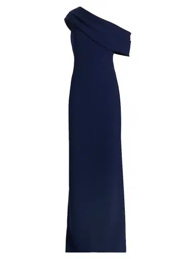 Amsale Women's Draped One-Shoulder Column Gown - Navy - Size 16 | Thumbnail 1