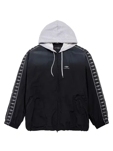 Balenciaga Men's Stripe Fit Tracksuit Jacket - Black Grey | Thumbnail 1