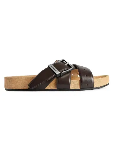 Balenciaga Men's Belt Mules - Moka - Size 12 | Thumbnail 1