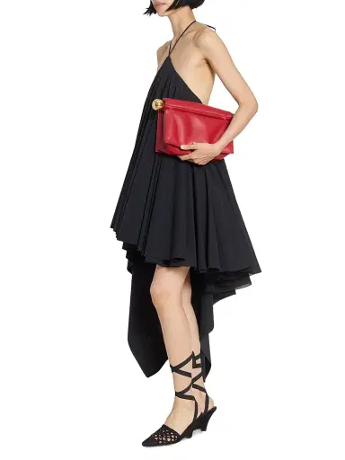 Jacquemus Women's La Pouchette Rond Carré Leather Clutch - Dark Red | Thumbnail 2
