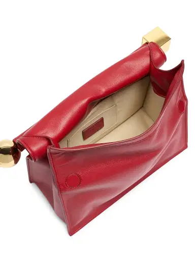 Jacquemus Women's La Pouchette Rond Carré Leather Clutch - Dark Red | Thumbnail 3