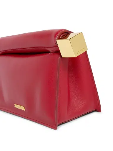 Jacquemus Women's La Pouchette Rond Carré Leather Clutch - Dark Red | Thumbnail 4