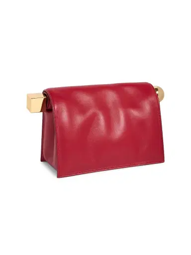 Jacquemus Women's La Pouchette Rond Carré Leather Clutch - Dark Red | Thumbnail 5