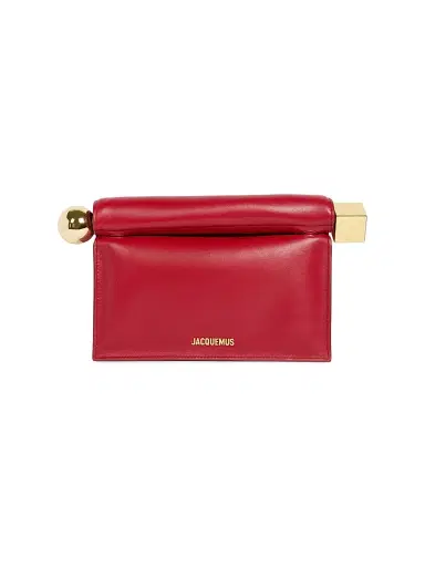 Jacquemus Women's La Pouchette Rond Carré Leather Clutch - Dark Red | Thumbnail 1