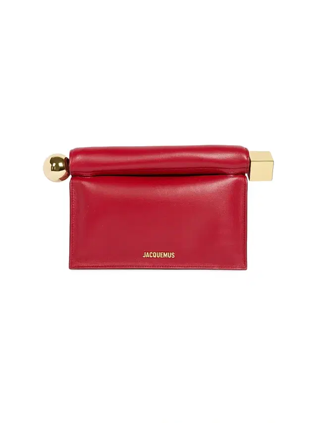 Women's La Pouchette Rond Carré Leather Clutch - Dark Red