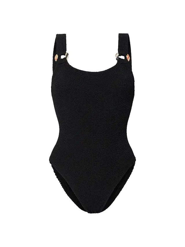Women's x Hunza G Domino Check Ring One-Piece Swimsuit - Black Women's x Hunza G Domino Check Ring One-Piece Swimsuit - Black