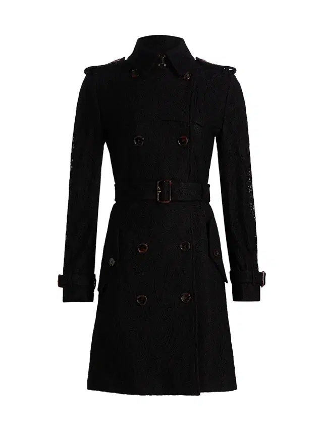 Burberry Women's Foxfield Paisley Lace Trench Coat - Black