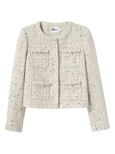 Self-Portrait Women's Embellished Bouclé Collarless Jacket | Thumbnail 1 Self-Portrait Women's Embellished Bouclé Collarless Jacket | Thumbnail 1