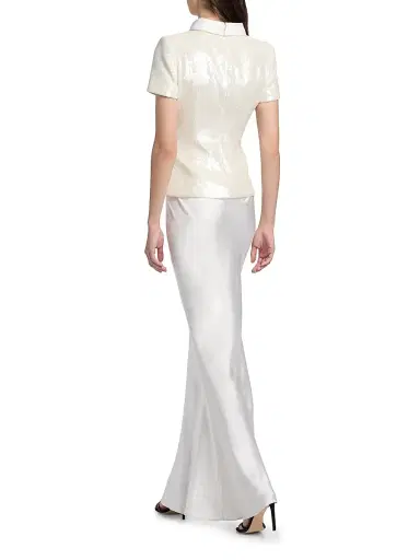 Self-Portrait Women's Sequined Tailored Maxi Dress - White - Size 12 | Thumbnail 5